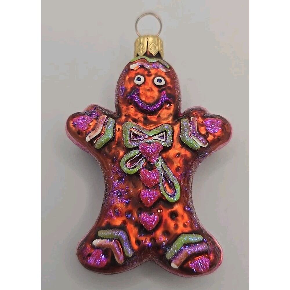 Vtg Christopher Radko Gingerbread Spice Man Blown Glass Christmas Ornament U313b